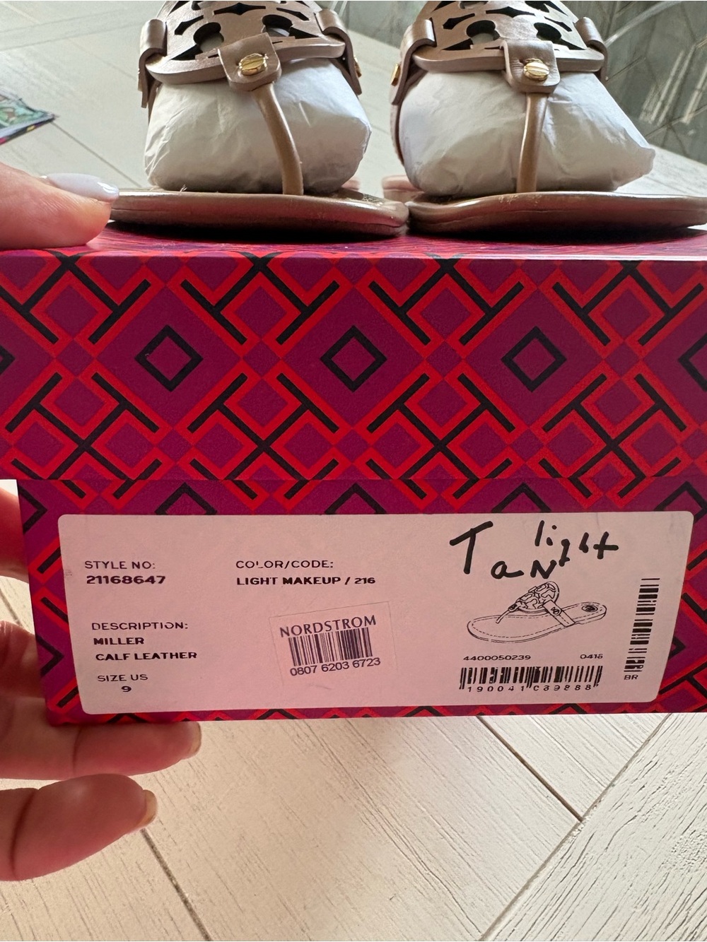 Tory Burch Blush Tan Miller Logo Thong Sandals - Picture 5 of 7